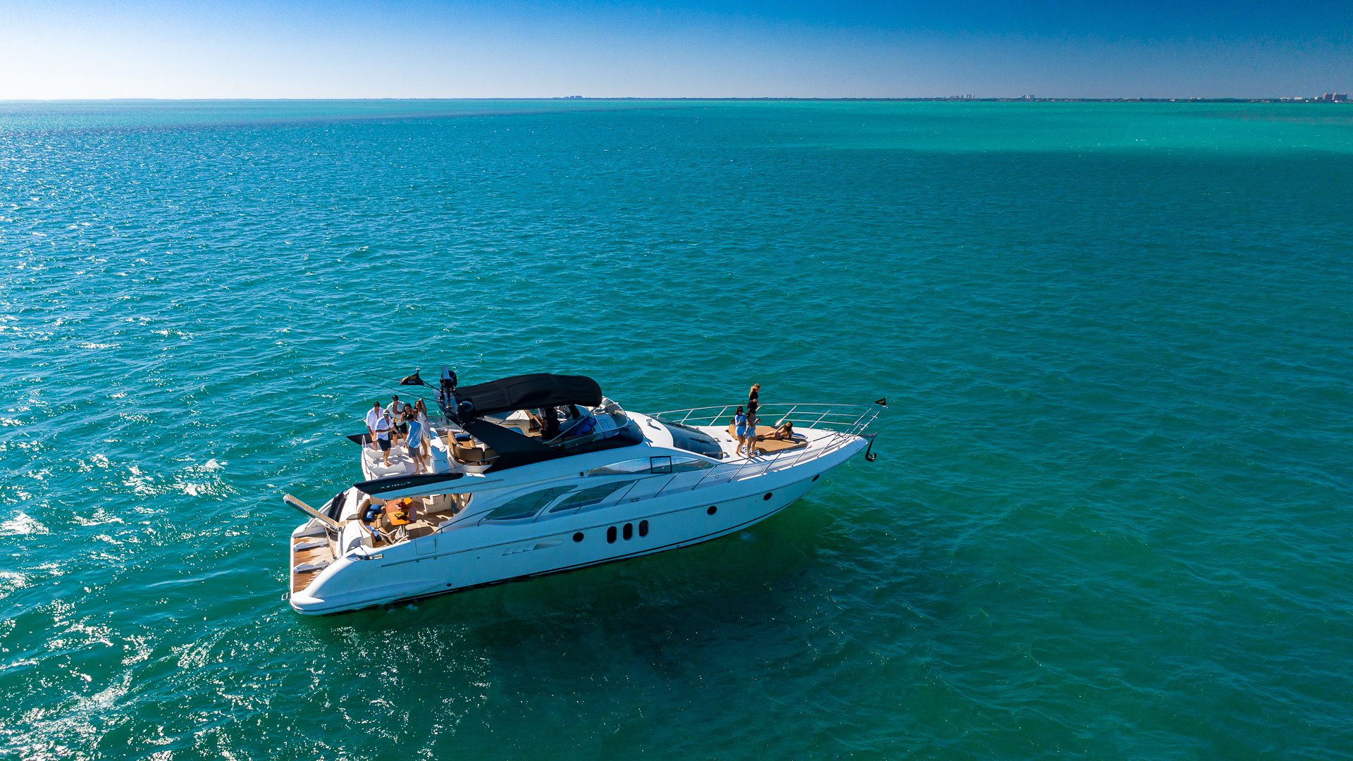 65-foot Azimut luxury yacht Miami — spacious cockpit area