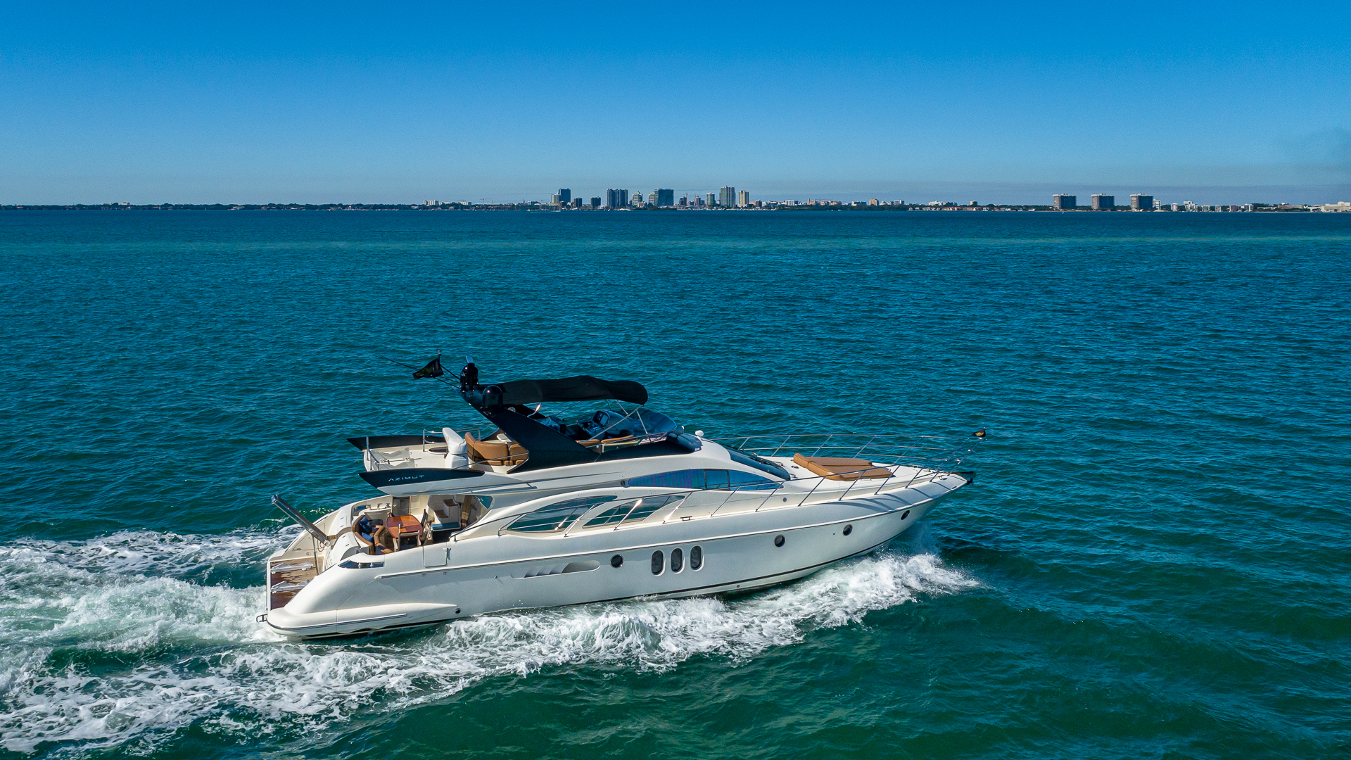 65-foot Azimut yacht rental Miami — interior salon