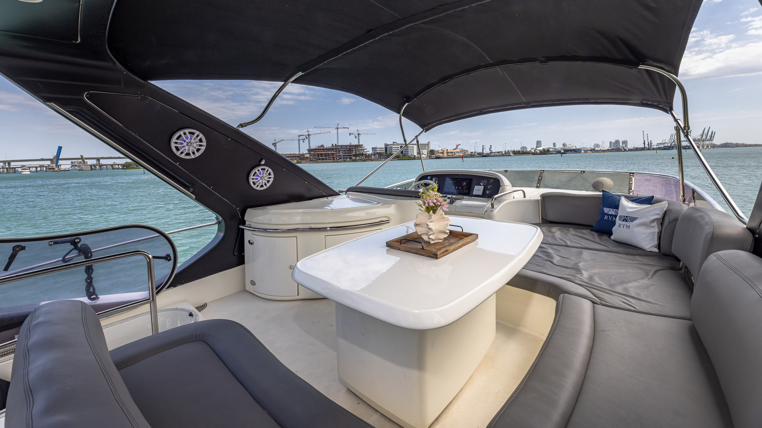 Azimut L'chaim rental Miami — engine room detail