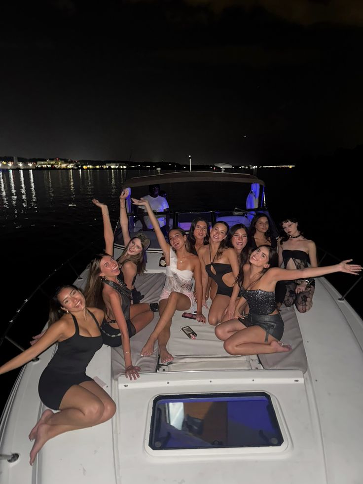 Group enjoying a summer birthday boat party in Miami