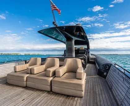 Aft sun loungers on the 62-foot Anvera yacht