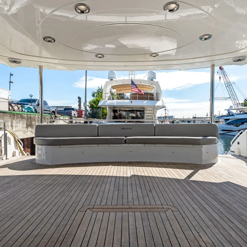 Aft deck of the 90-foot Deep Blue yacht